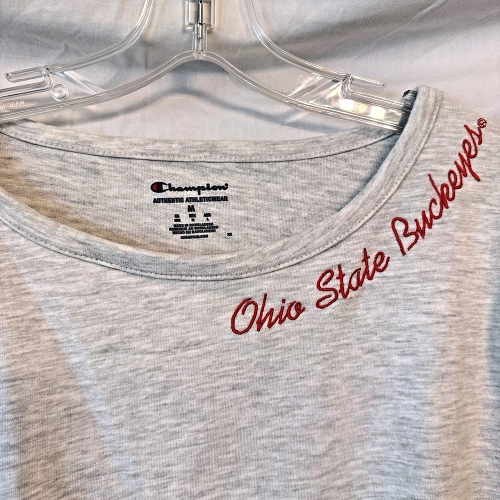 Champion Ohio State Buckeyes Embroidered Top Medium Gray‎ Long Sleeve T Shirt